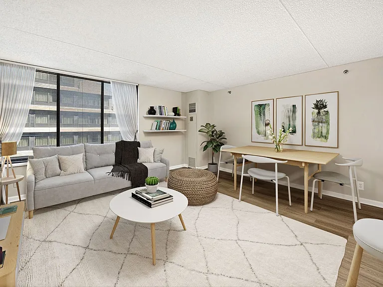 Apartment living area (virtually staged)
