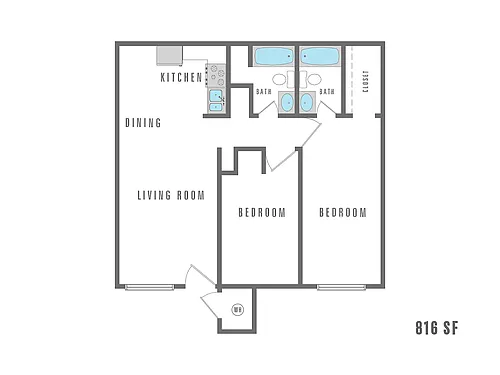 Floor plan 2 Bedroom 2 Bath