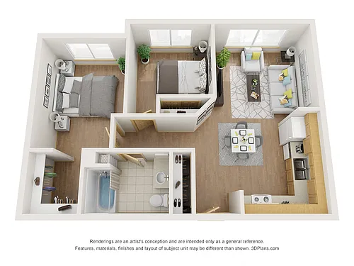 Floor plan 2 Bedroom - 50% AMI
