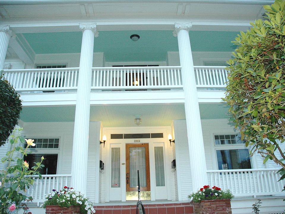 Front of building with porches/balconies