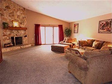 ...with a floor to ceiling fireplace.