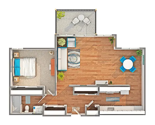Floor plan 1 BR x 1 BA - B
