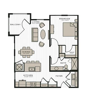 Floor plan The Angora | 1 Bed | 1 Bath