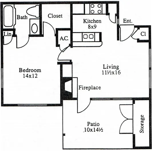 Floor plan One Bedroom Villa