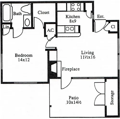 Floor plan One Bedroom Villa