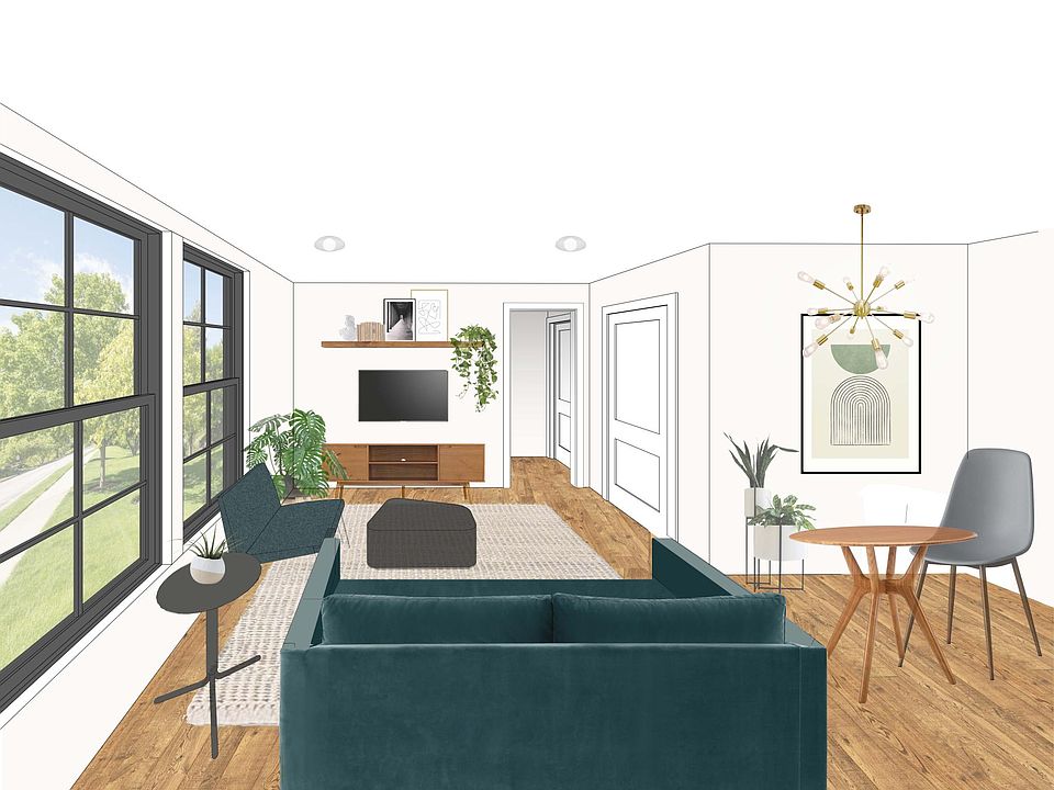 Living room with big windows