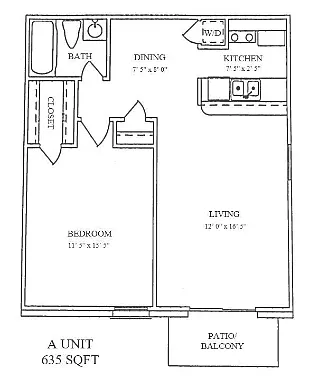 Floor plan Renovated 1Bed / 1Bath