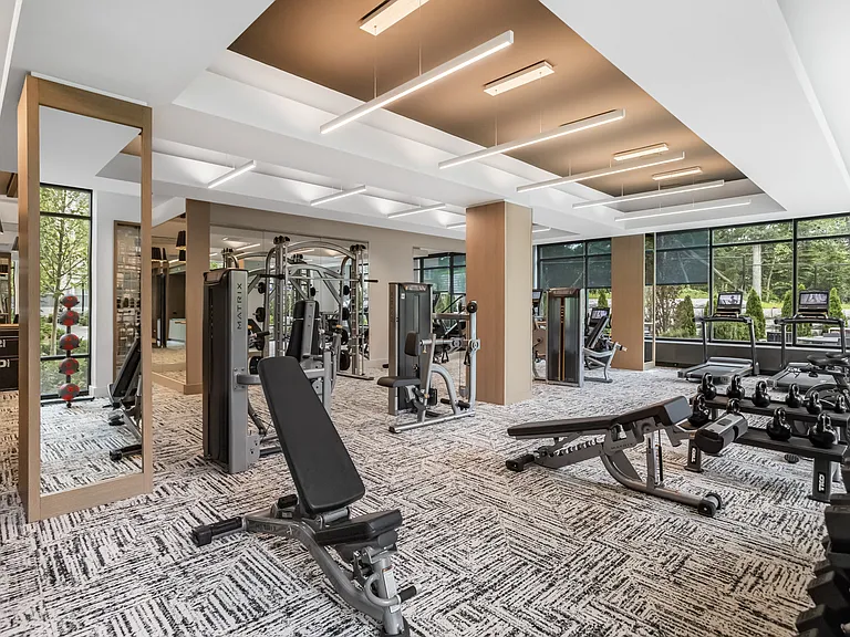 Fitness center with a variety of cardio and strength training equipment