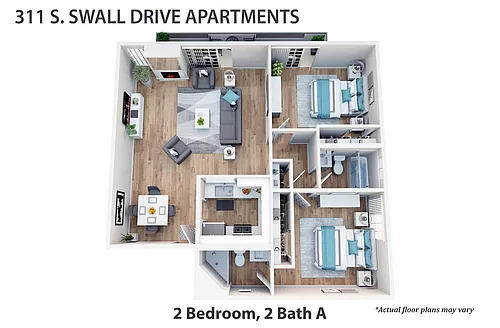 Floor plan 2 Bedroom, 2 Bath