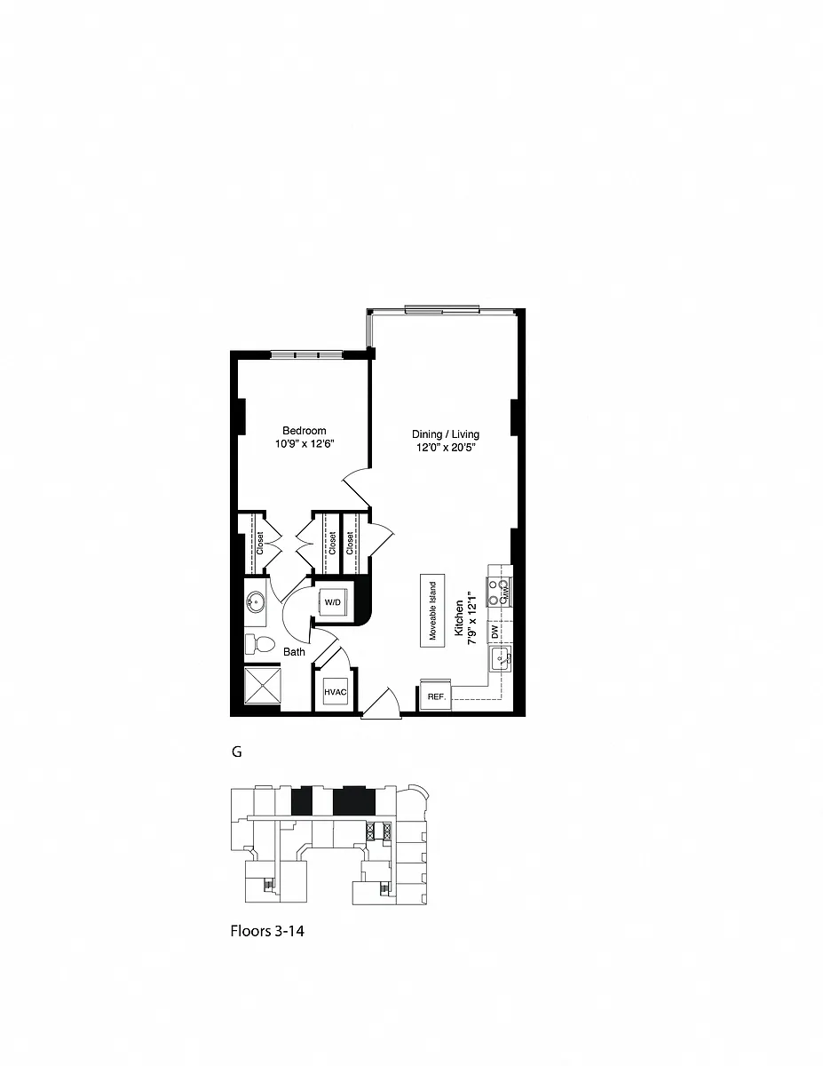 Floor plan ONE BEDROOM G