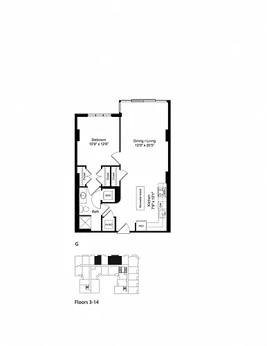 Floor plan ONE BEDROOM G
