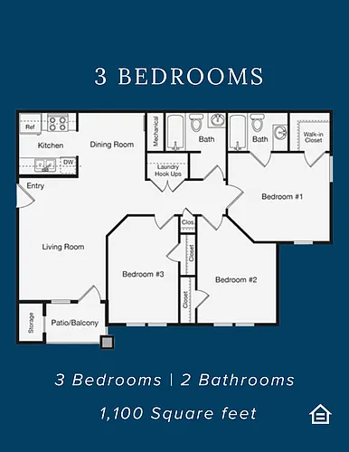 Floor plan 3 Bedroom 2 Bathroom