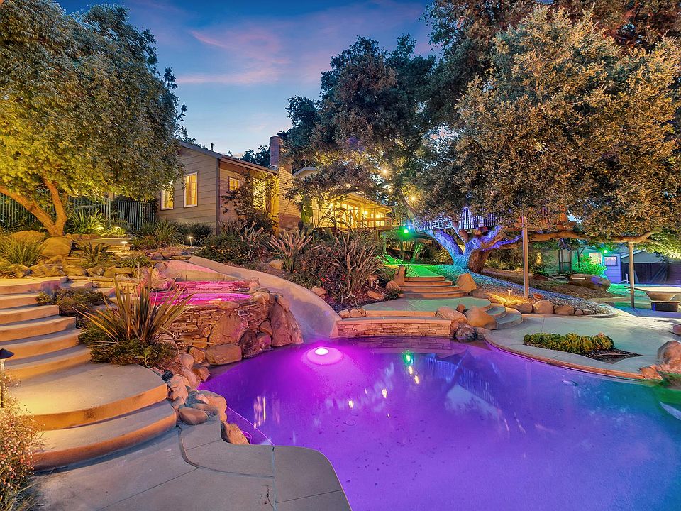 colorful backyard in the evning