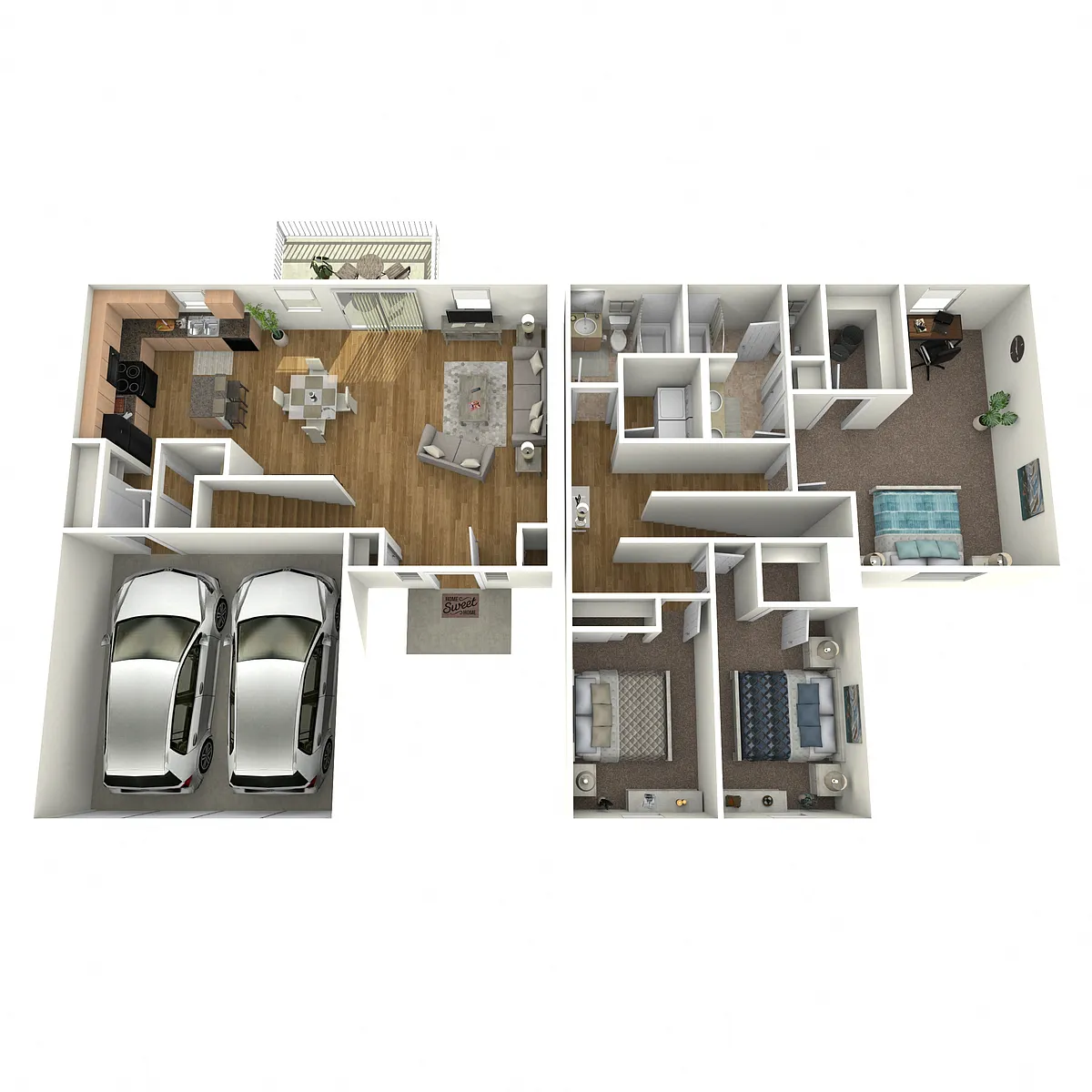 Floor plan Villa Three Bedroom 2.5 Bath