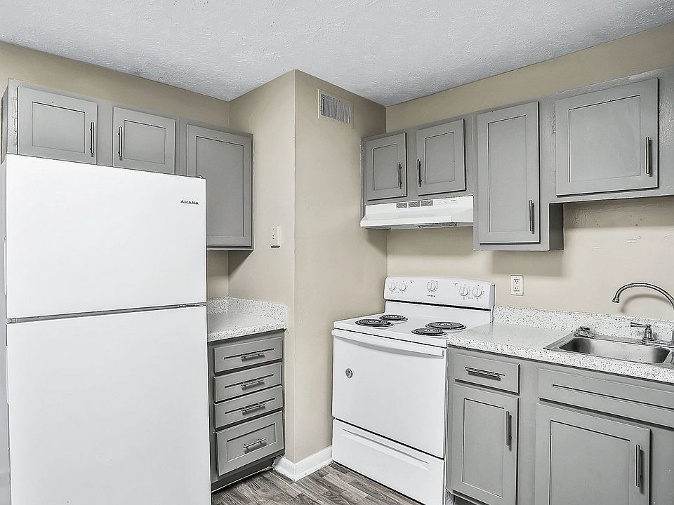 Chic modern kitchen with elegant grey cabinets, sleek countertops, and efficient appliances.