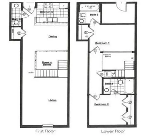 Floor plan 2 Bedroom 2 Bath - 1160-1165 SqFt