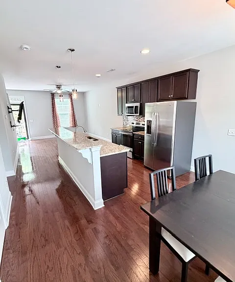 Main floor (dining area, galley kitchen, living area)