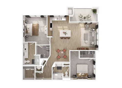 Floor plan B3 - Two Bedroom, Two Bathroom
