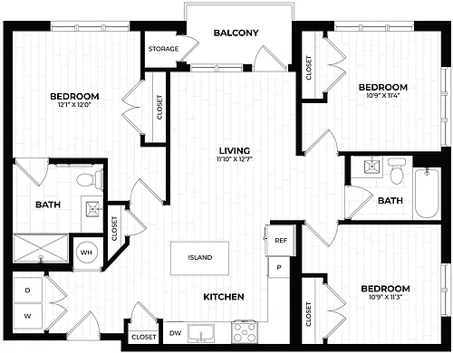 Floor plan 3 Bed/2 Bath-3.1 ANSI