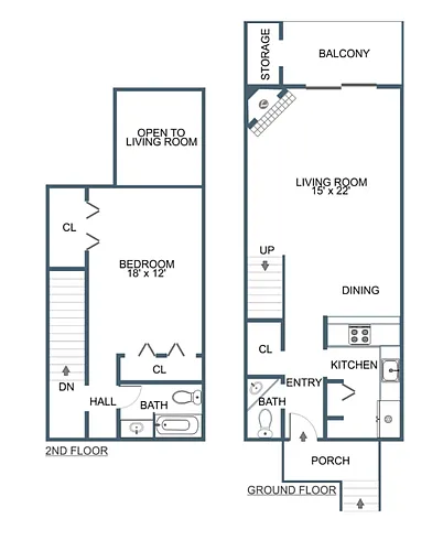 Floor plan 1x1-5 TH Premium