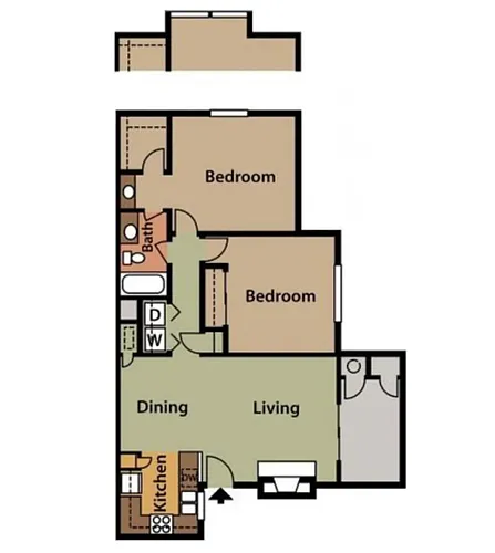 Floor plan 2 Bed 1 Bath D