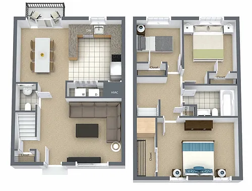 Floor plan 3 Bedroom 1.5 Bath Middle