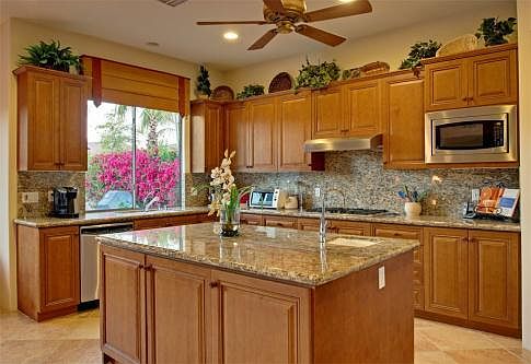 Kitchen in gleaming granite.