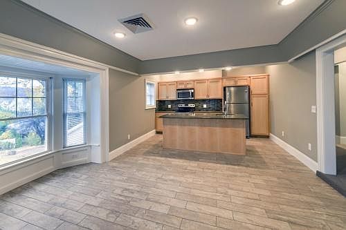 Kitchen is open concept layout