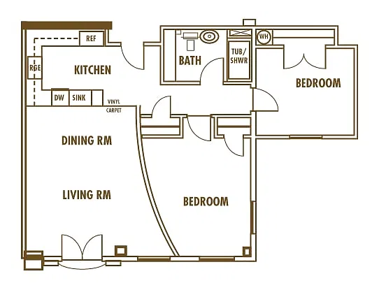 Floor plan Two Bedroom One Bathroom