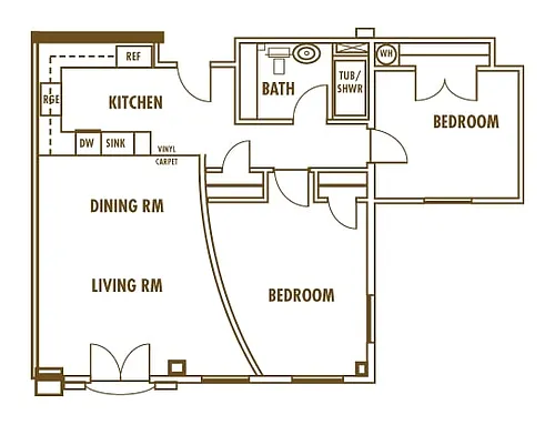 Floor plan Two Bedroom One Bathroom