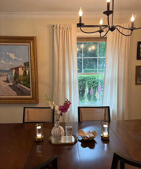 Dining area with view to outdoor garden