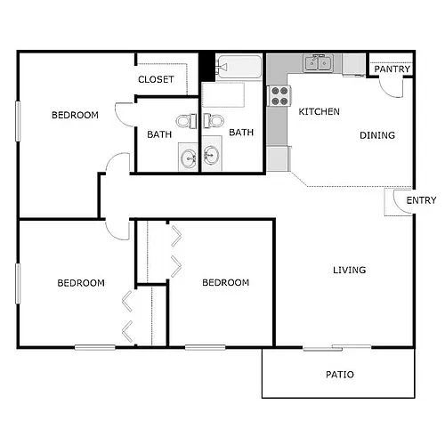 Floor plan 3 Bed 1.5 Bath