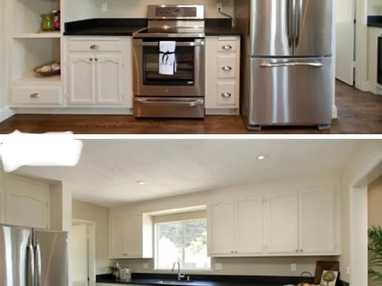 kitchen with stainless steel appliances - flat