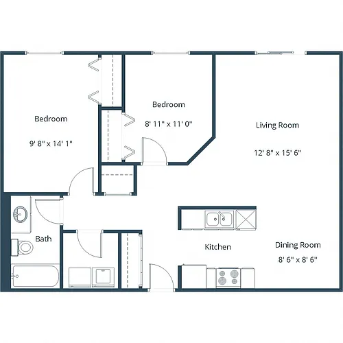 Floor plan Two Bedroom 21A