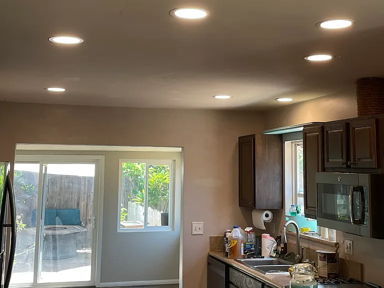Kitchen with recessed lighting