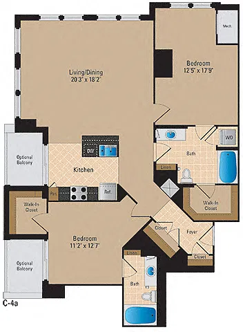 Floor plan 2 Bedroom, 2 Bath 1357 SF B31