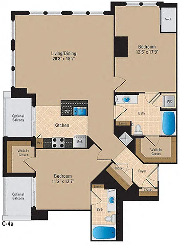 Floor plan 2 Bedroom, 2 Bath 1357 SF B31