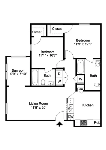 Floor plan Two Bedroom (sunroom optional)