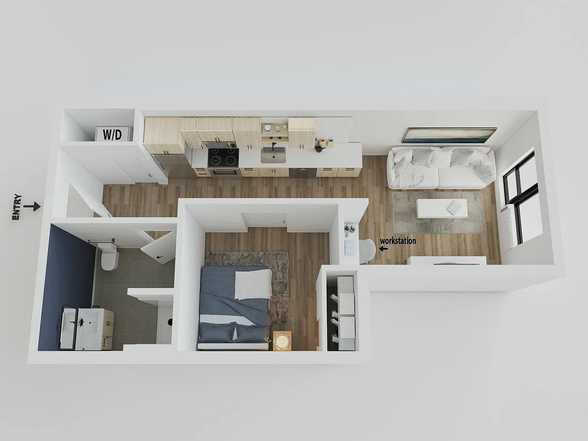 Floor plan 1BR/1BA - Claire