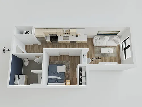 Floor plan 1BR/1BA - Claire