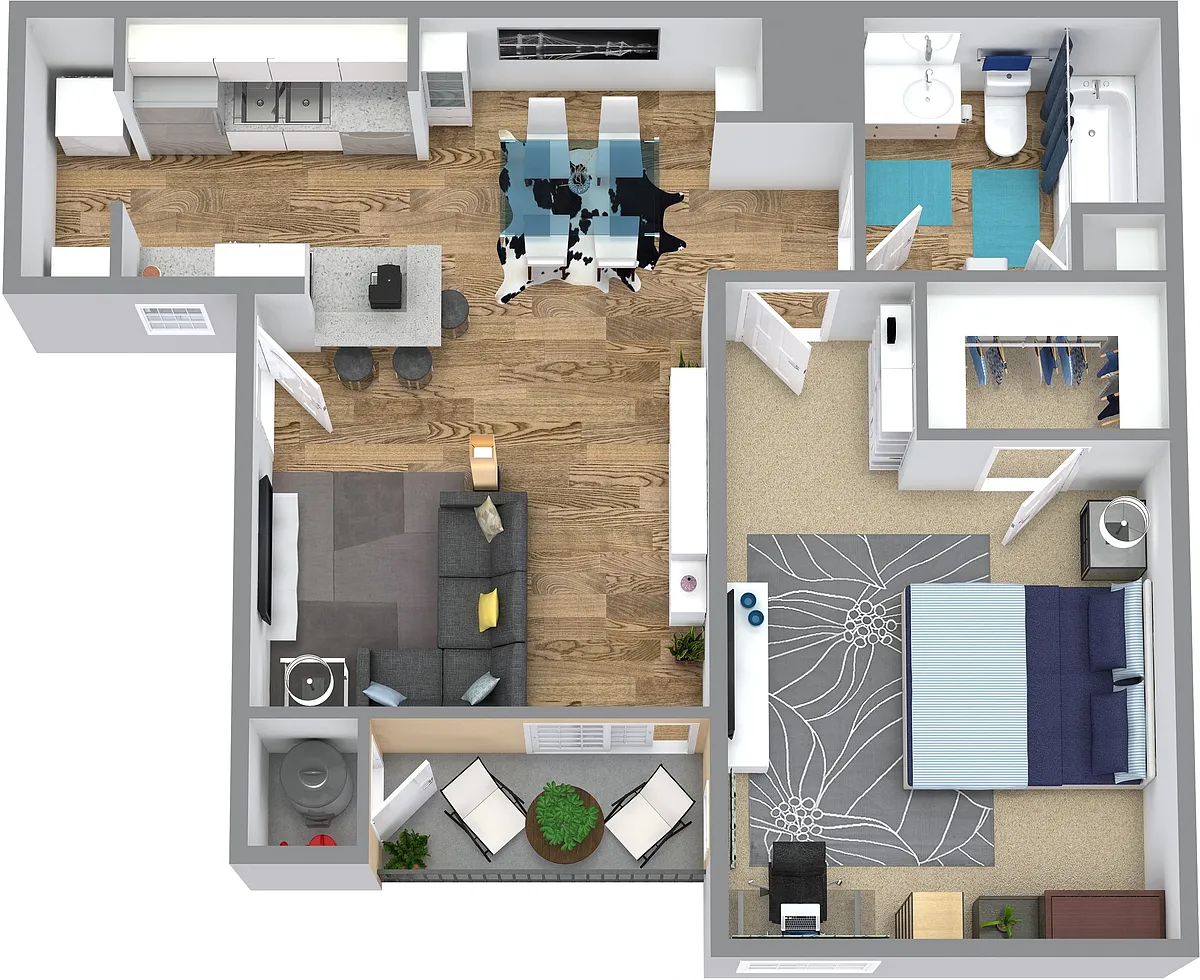 Floor plan One Bed One Bath B