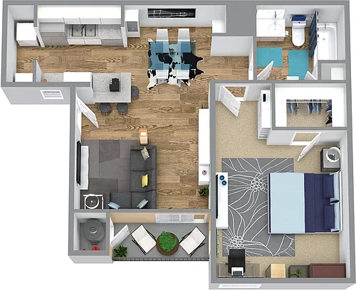 Floor plan One Bed One Bath B