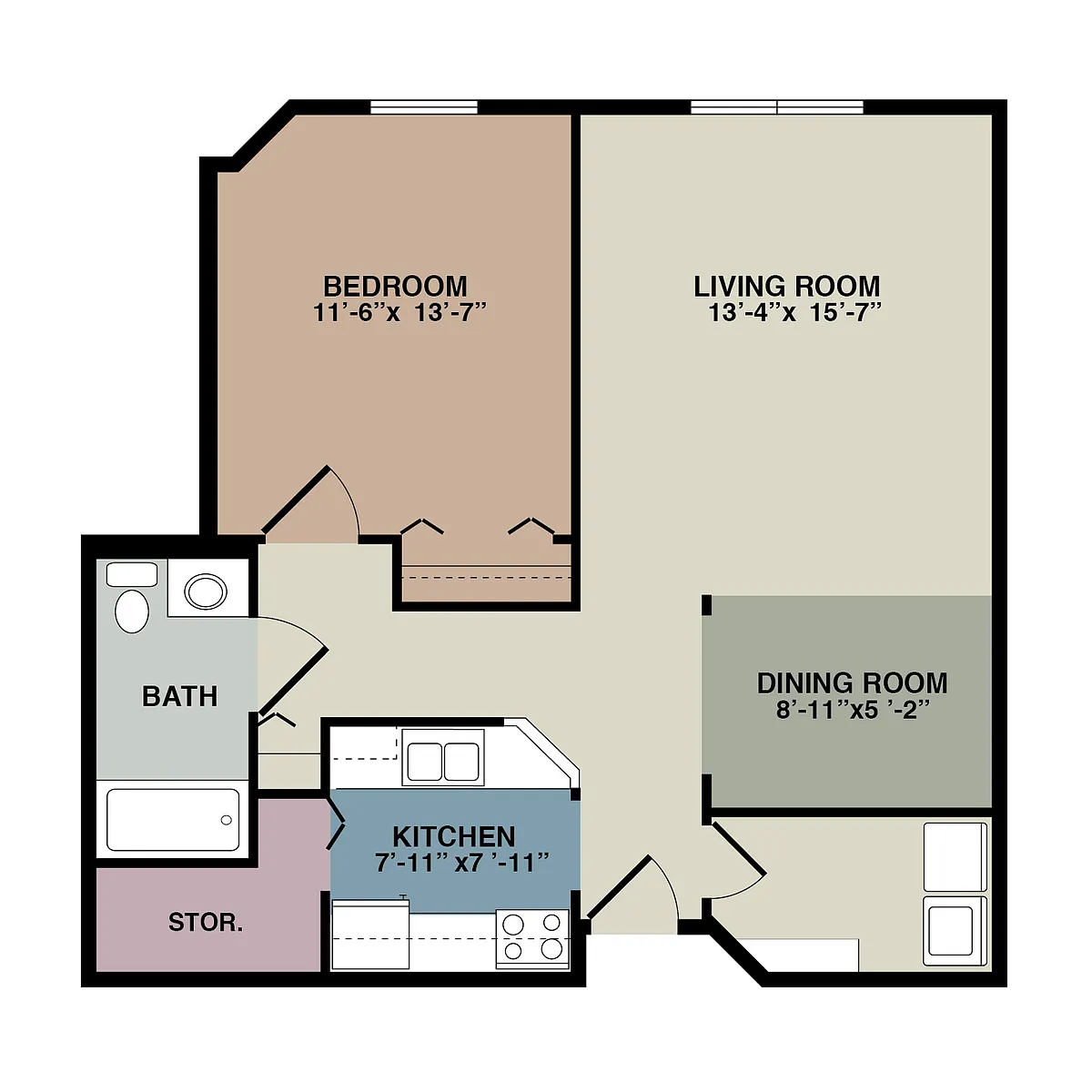Floor plan RM 1S - Remodeled 1 Bedroom Sm