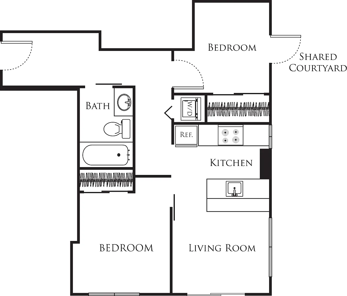 Floor plan Micro Two Bed - E1c 228