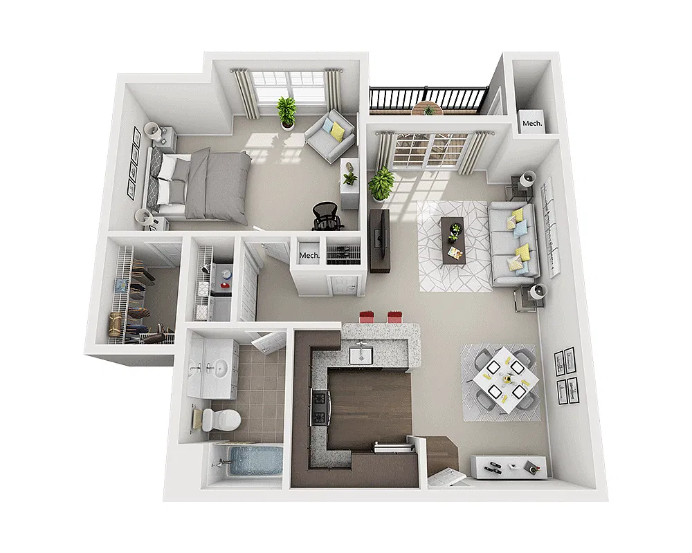 Floor plan One Bedroom A1D