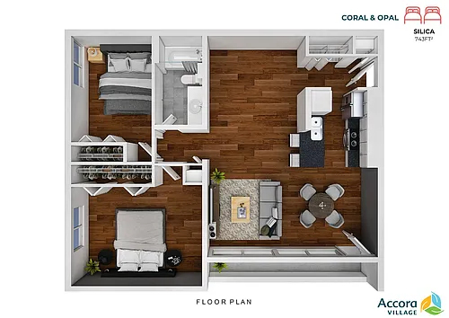 Floor plan Opal Silica (2 Bed)
