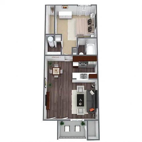 Floor plan A2: 1 Bed 1 Bath