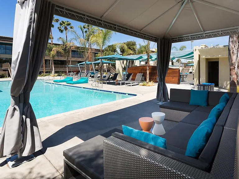 Swimming pool with lounge seating