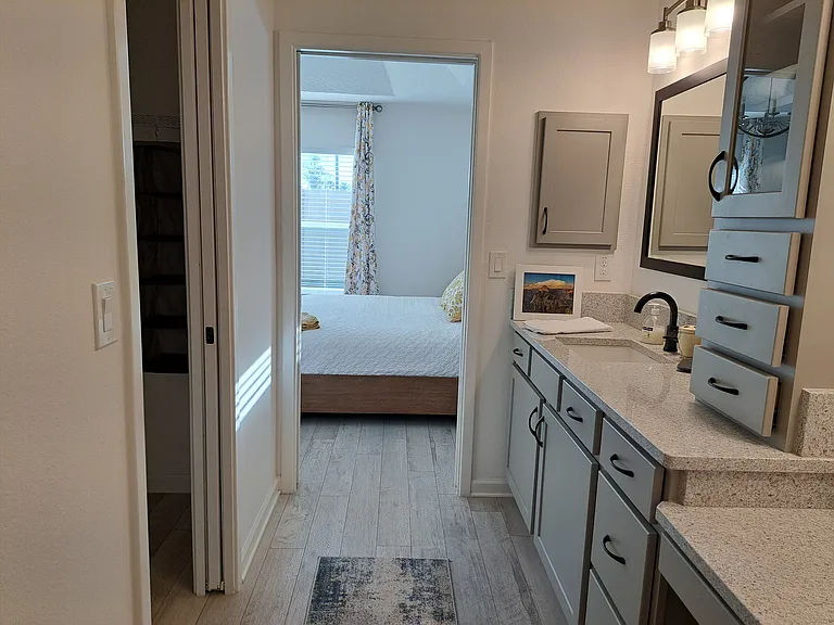 Primary Bathroom with walk-in roman shower