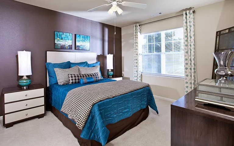 Ceiling fan in bedroom in classic home